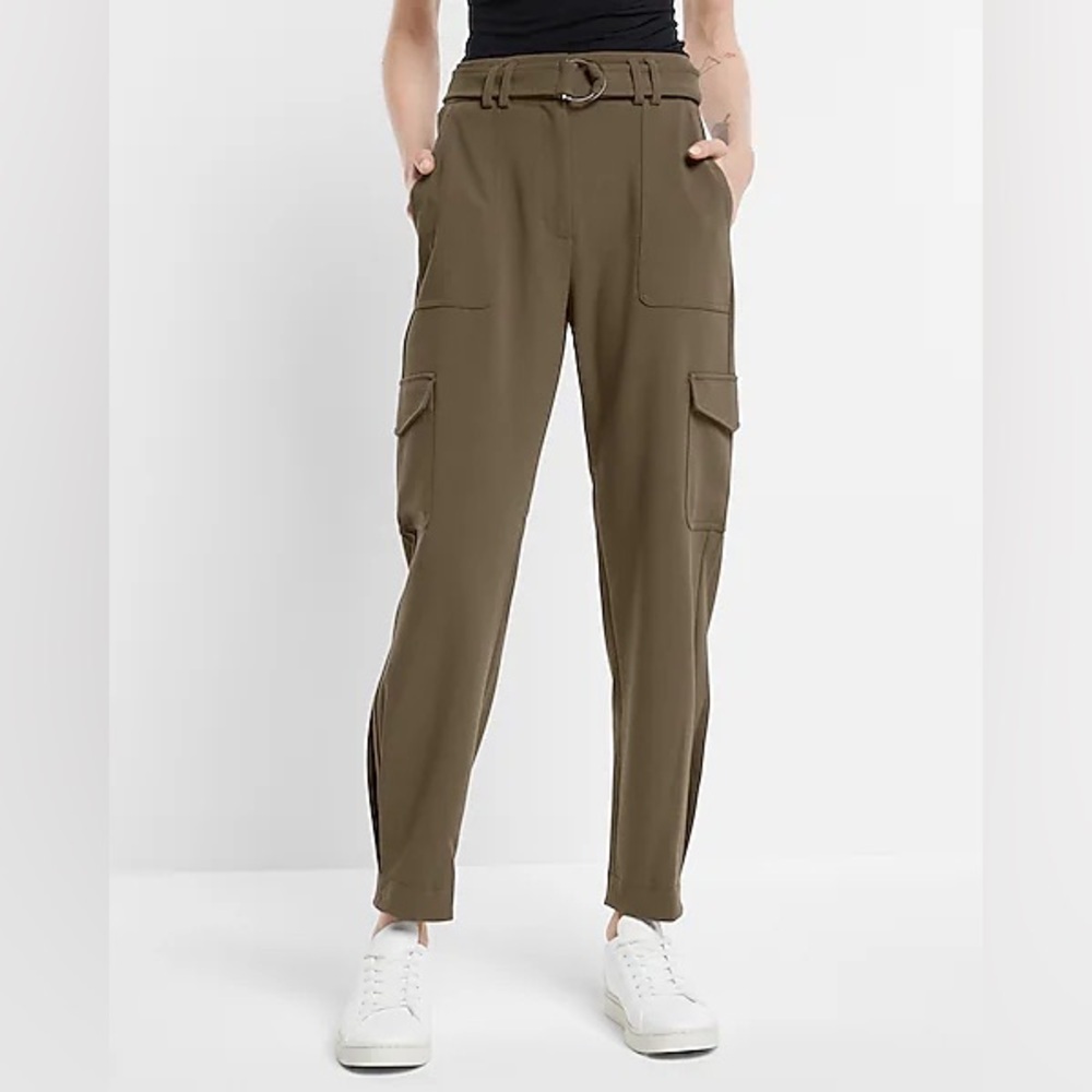 Express Olive Green Super High Waisted Belted Cargo Pants Sz 0